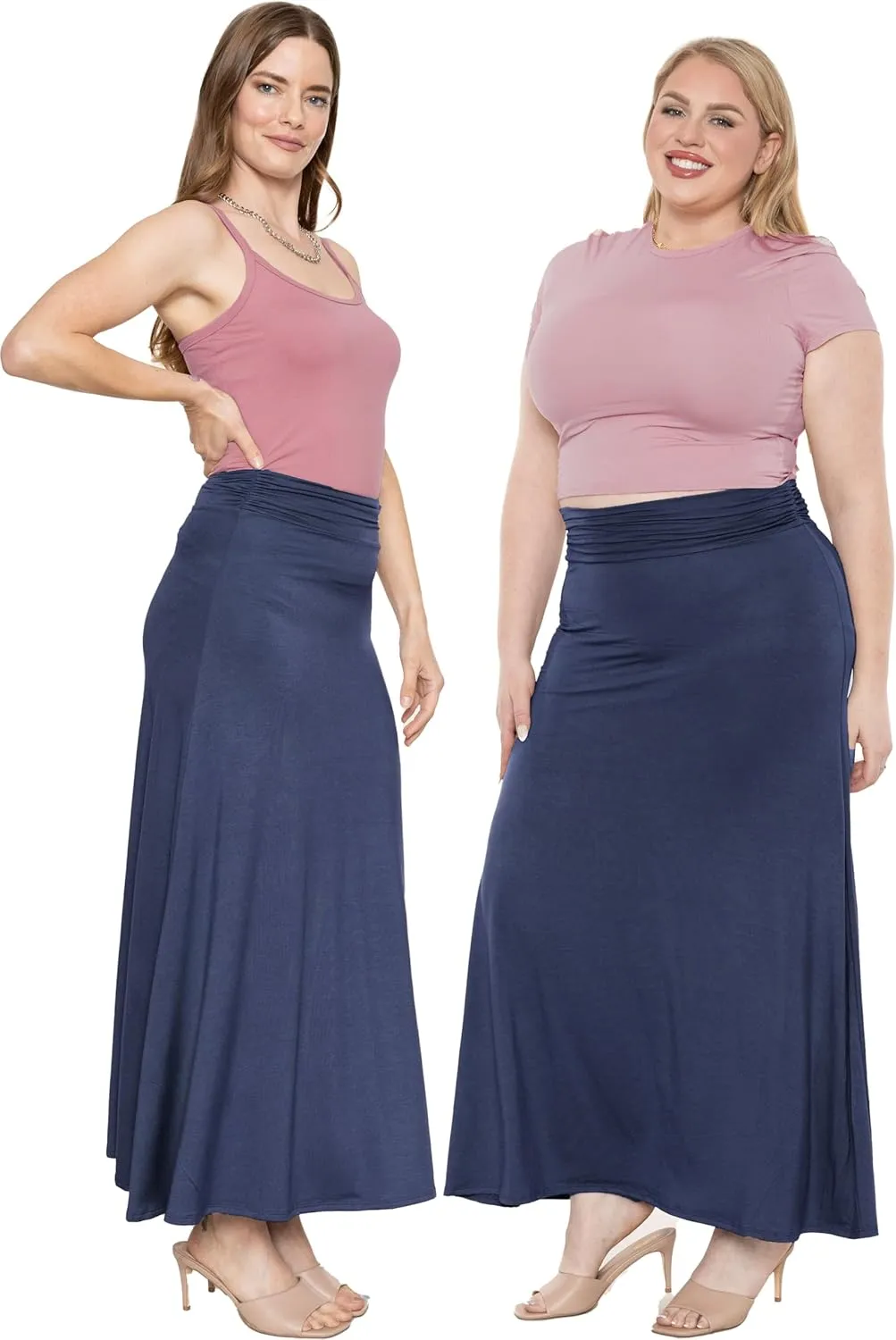 STRETCH IS COMFORT Women's & Plus Size Knee and Ankle Length Ruched Waist Flowy Skirt | Soft & Lightweight | Sizes S - 5X