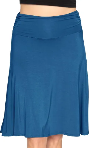 STRETCH IS COMFORT Women's & Plus Size Knee and Ankle Length Ruched Waist Flowy Skirt | Soft & Lightweight | Sizes S - 5X