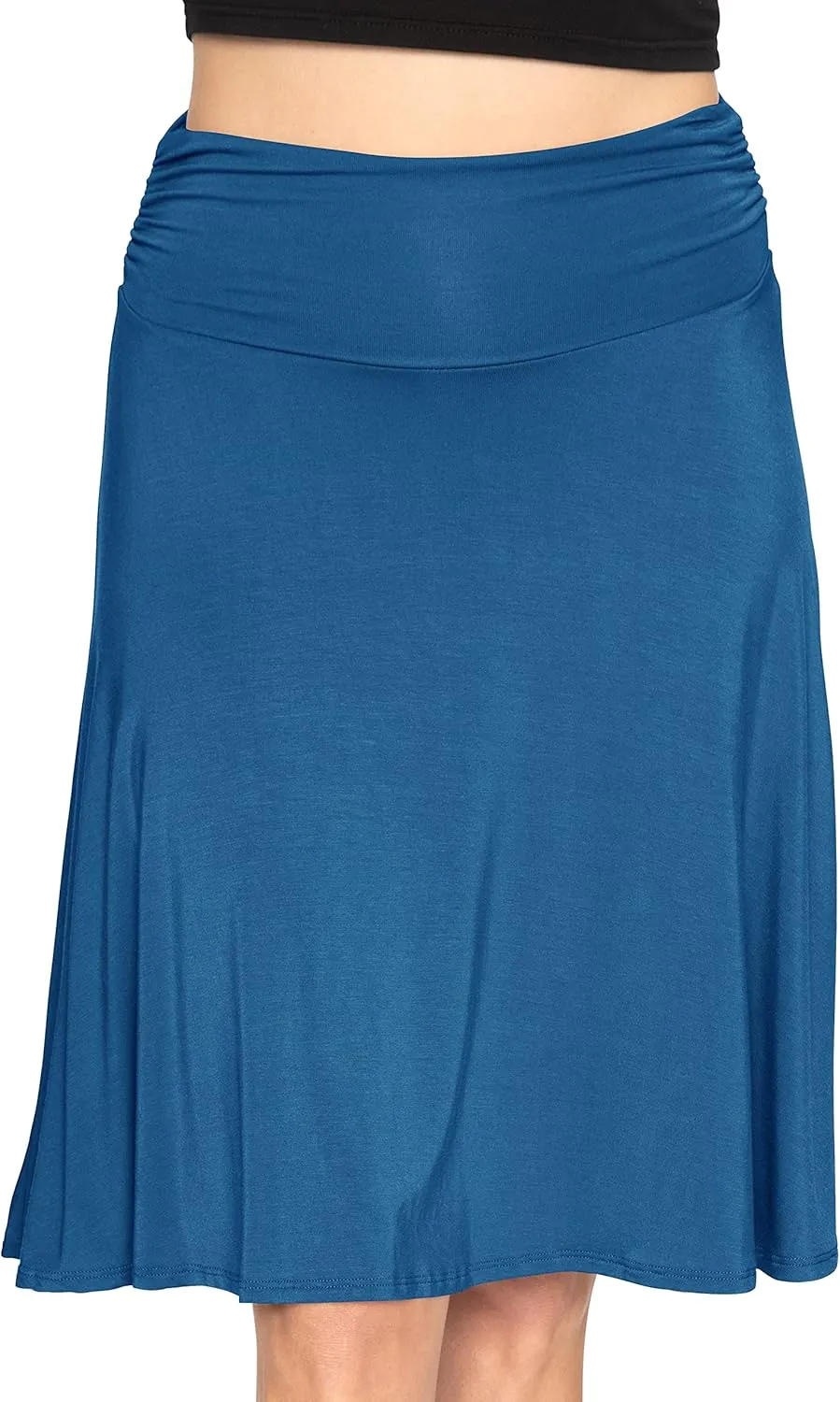 STRETCH IS COMFORT Women's & Plus Size Knee and Ankle Length Ruched Waist Flowy Skirt | Soft & Lightweight | Sizes S - 5X