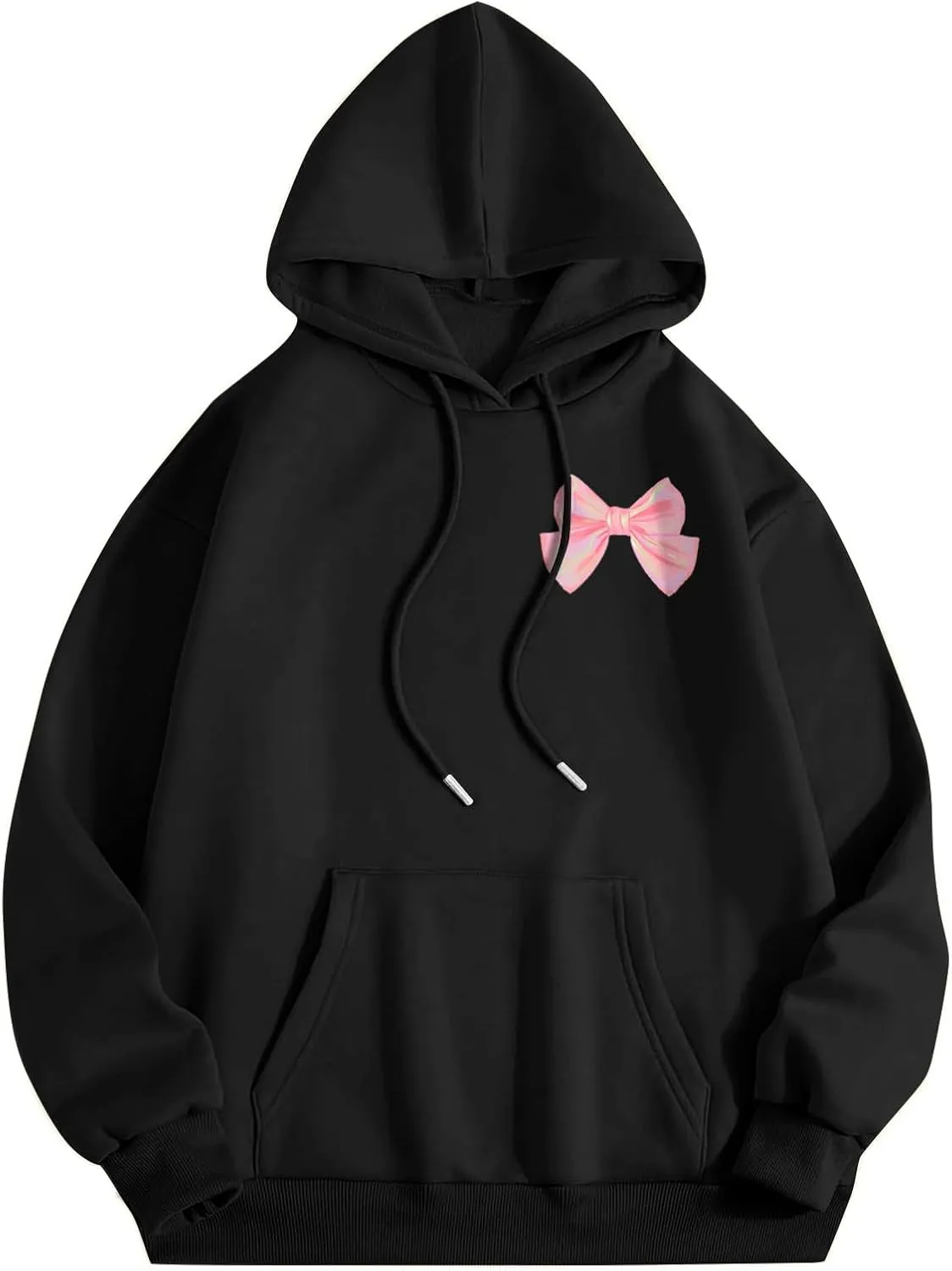 Sweatshirts For Women Long Sleeve Letter Print Casual Graphic Drawstring Pullover Cute Oversize Hoodie