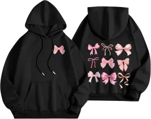 Sweatshirts For Women Long Sleeve Letter Print Casual Graphic Drawstring Pullover Cute Oversize Hoodie