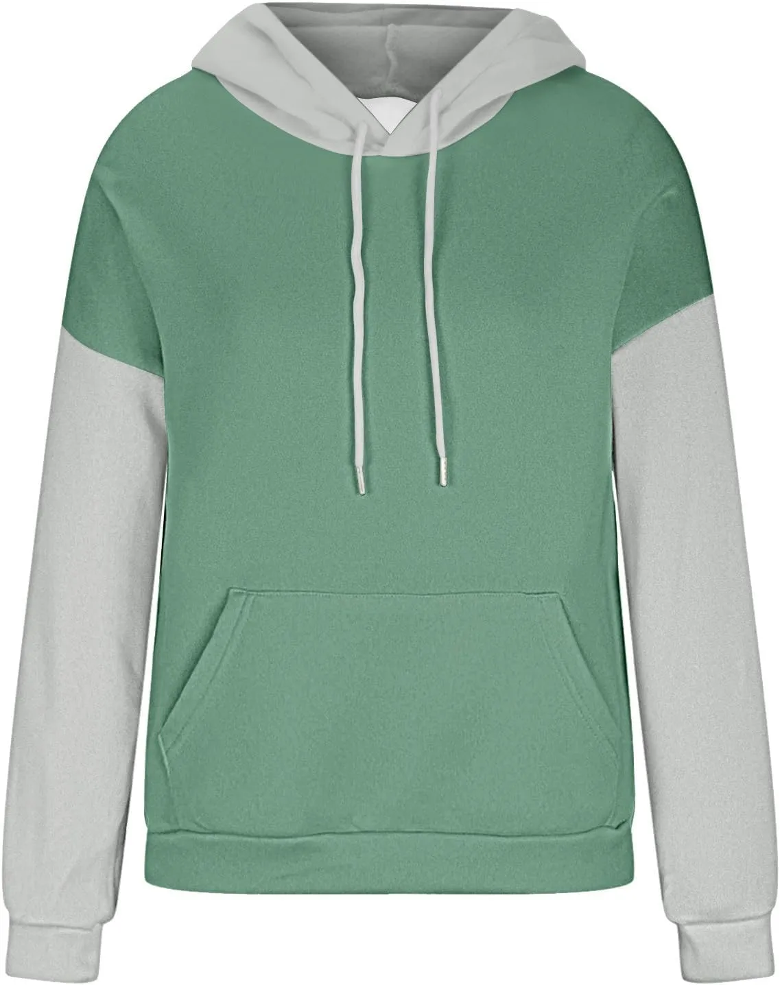 Sweatshirts for Women Oversized Drawstring Color Block Hoodies Spring Trendy Long Sleeve Pullover Tops with Pocket