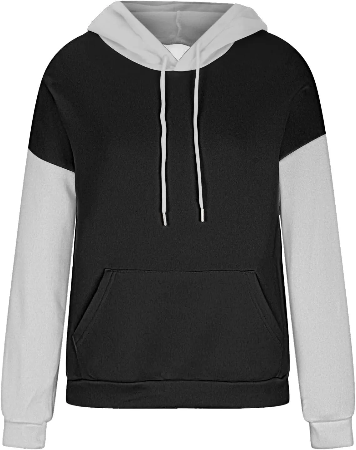 Sweatshirts for Women Oversized Drawstring Color Block Hoodies Spring Trendy Long Sleeve Pullover Tops with Pocket