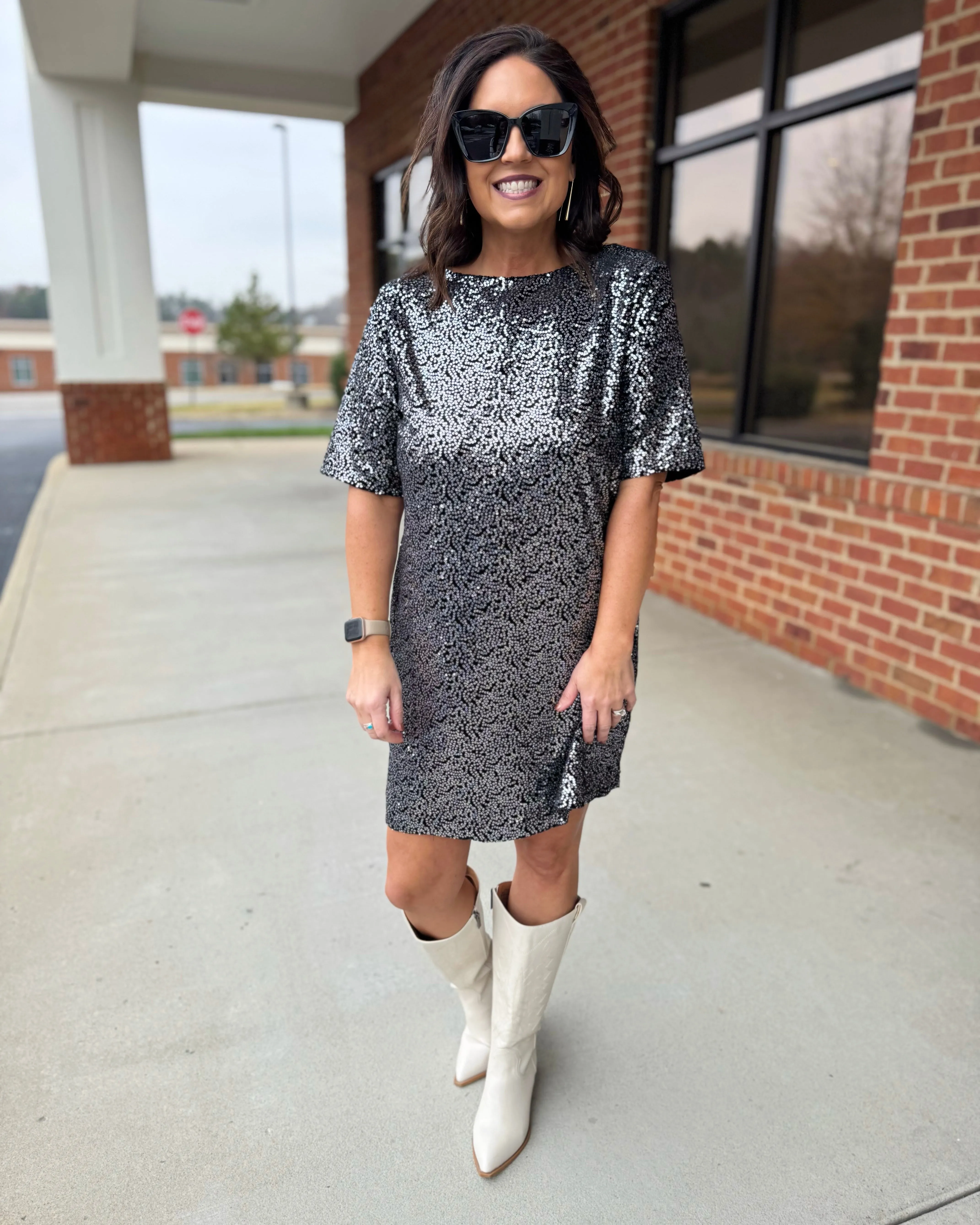 Tracey Sequin Dress in Black