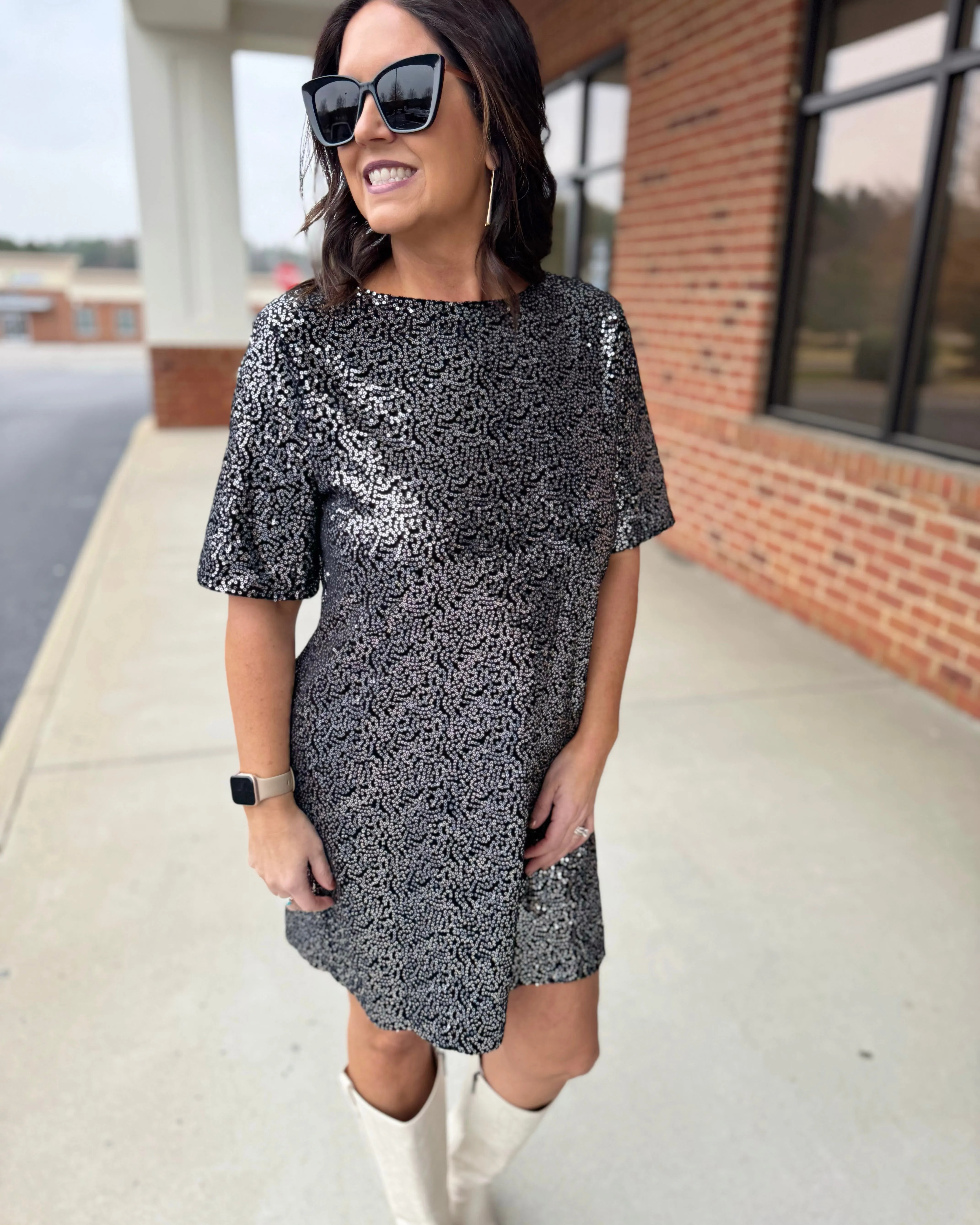 Tracey Sequin Dress in Black