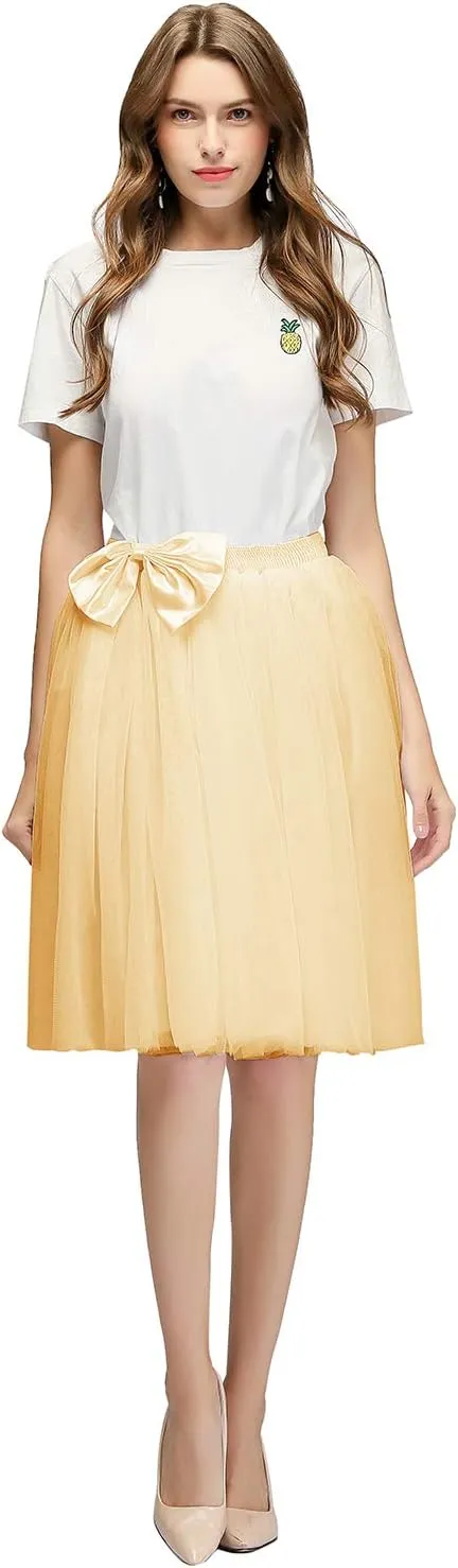 Tulle Skirts for Women A Line Short Knee Length Adult Tutu Tulle Prom Party Mini Skirt Dress