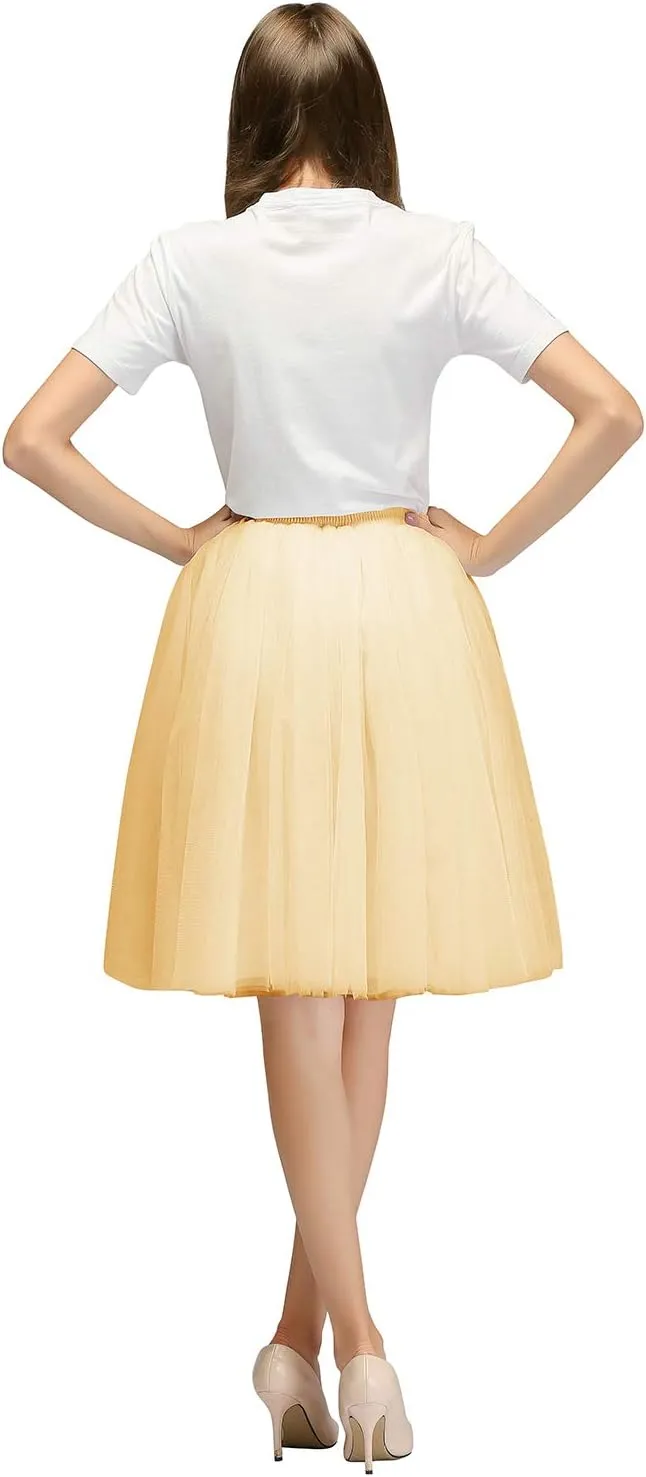 Tulle Skirts for Women A Line Short Knee Length Adult Tutu Tulle Prom Party Mini Skirt Dress