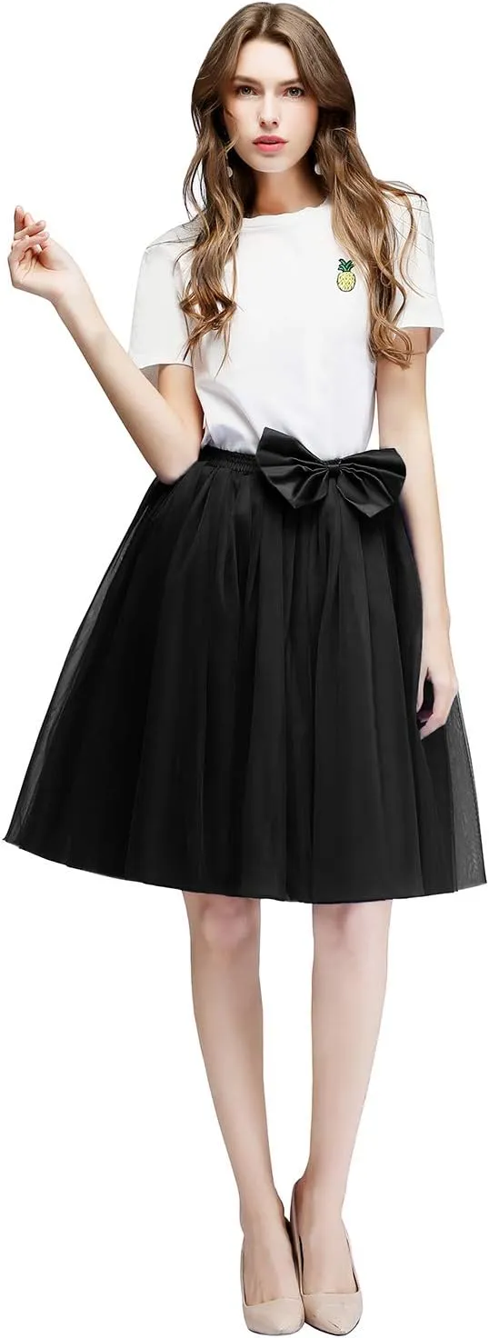 Tulle Skirts for Women A Line Short Knee Length Adult Tutu Tulle Prom Party Mini Skirt Dress