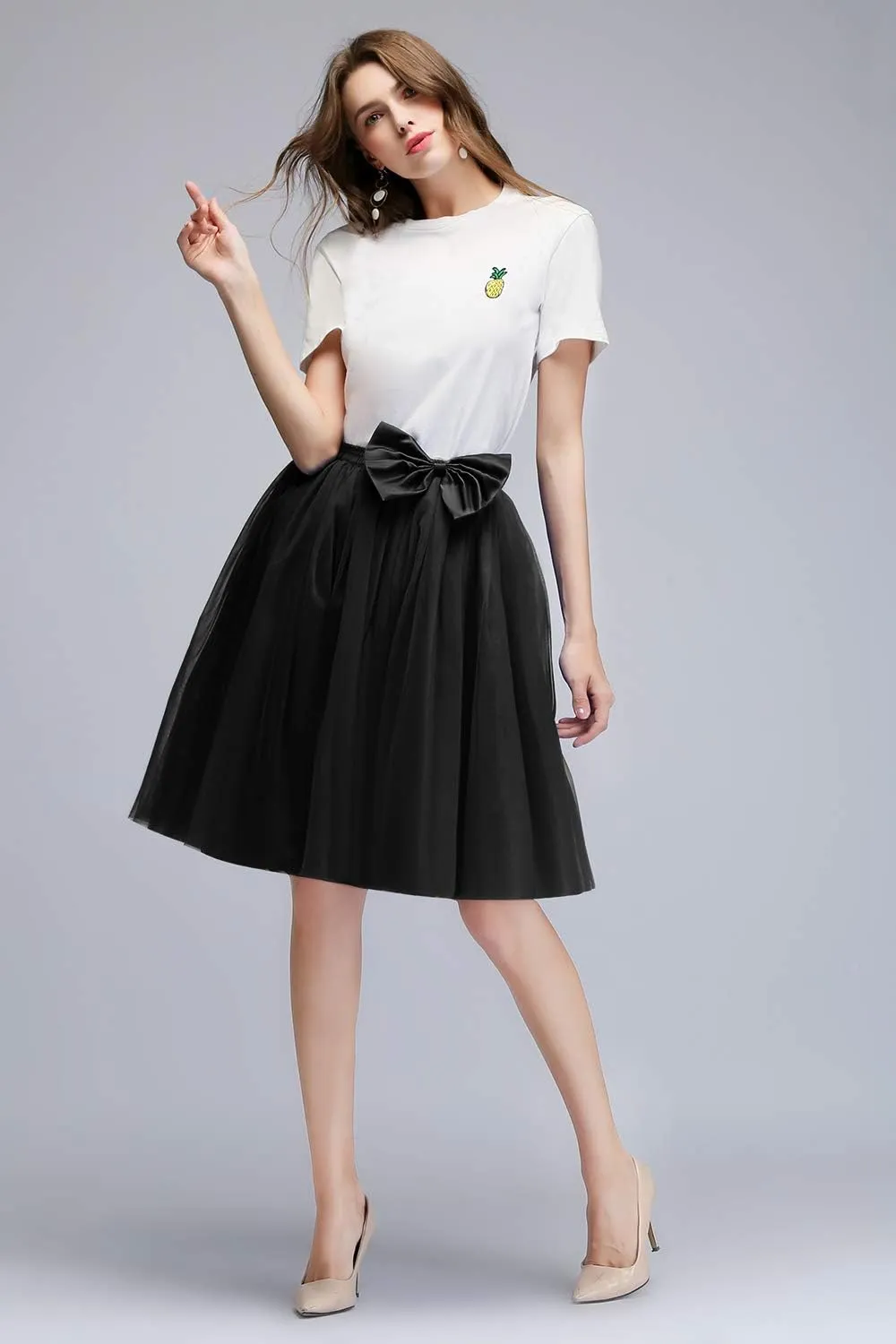 Tulle Skirts for Women A Line Short Knee Length Adult Tutu Tulle Prom Party Mini Skirt Dress