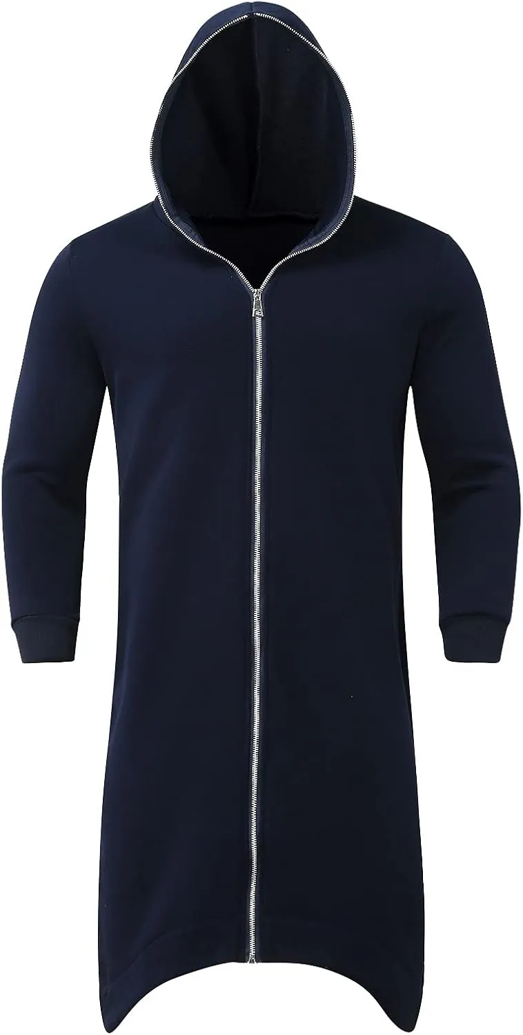 TUQIDEWU Hoodies for Men Pullover, Full Zipper Cloak Cardigan with Hood Long Tunic Sweatshirts Jackets Gothic Street Hoodies