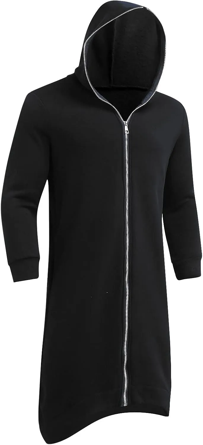 TUQIDEWU Hoodies for Men Pullover, Full Zipper Cloak Cardigan with Hood Long Tunic Sweatshirts Jackets Gothic Street Hoodies