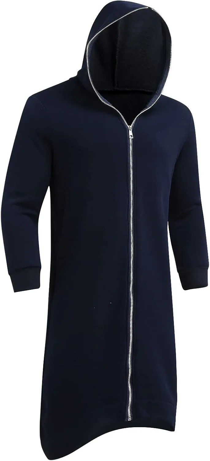 TUQIDEWU Hoodies for Men Pullover, Full Zipper Cloak Cardigan with Hood Long Tunic Sweatshirts Jackets Gothic Street Hoodies