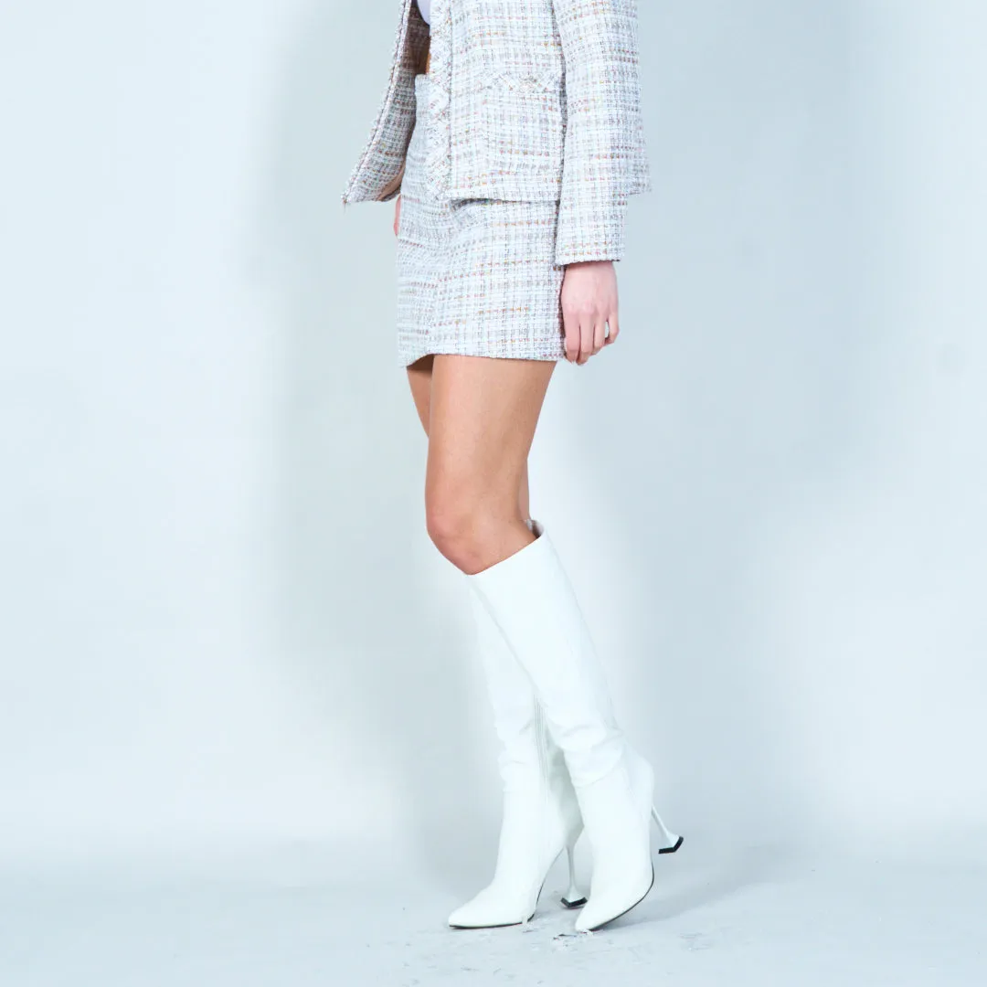 Tweed mini skirt with button detail wholesale