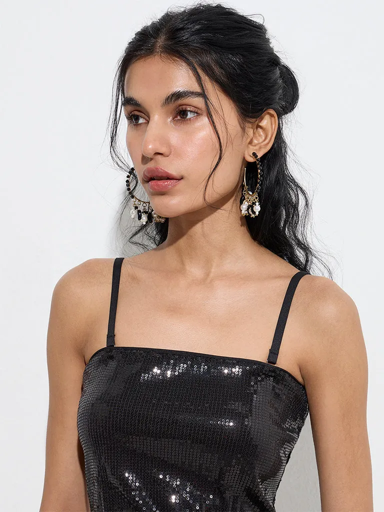 Vark Black Embellished Crop Top