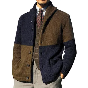 West Louis Knitted Patchwork Turtleneck Cardigan
