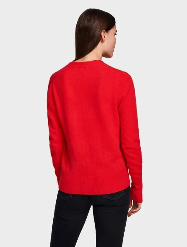 White   Warren- Soft V Neck Chili Red Heather