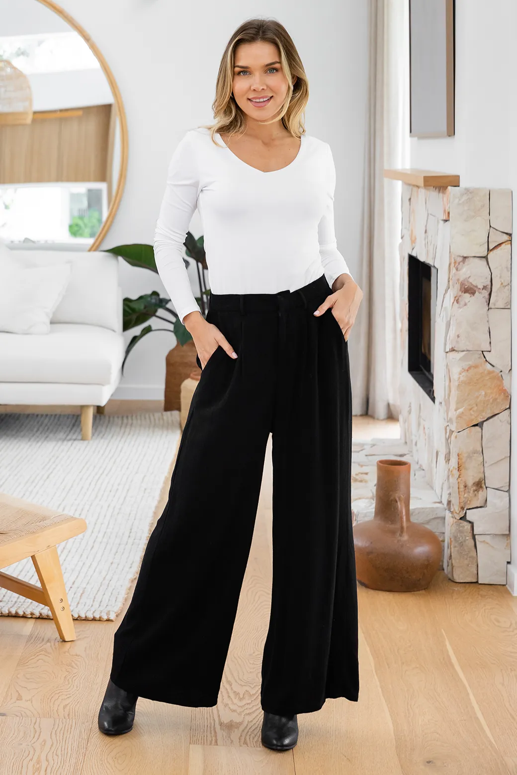 Whitney Linen Tailored Pants Black