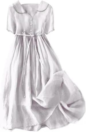 Women Cotton Linen Dresses 3/4 Sleeve Floral Print 2025 Maxi Button Down Casual Boho Plus Size A Line Summer Dress
