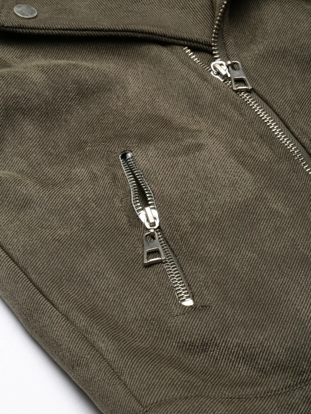 Women Olive Suede Tailored Jacket