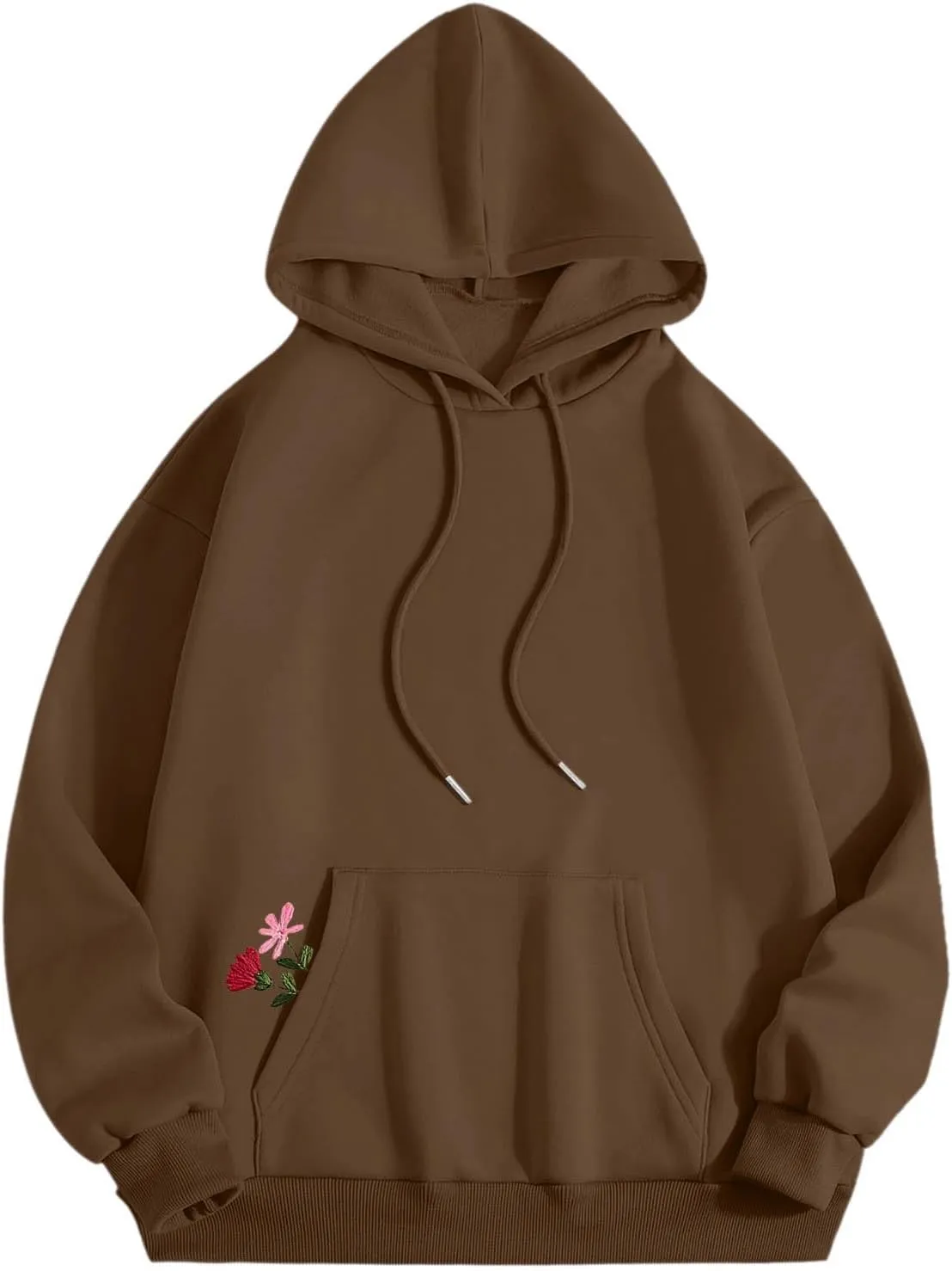 Women Sweatshirts Graphic Hoodies Oversized Pullover Flower Casual Long Sleeve Hooded Drawstring Sweatshirt