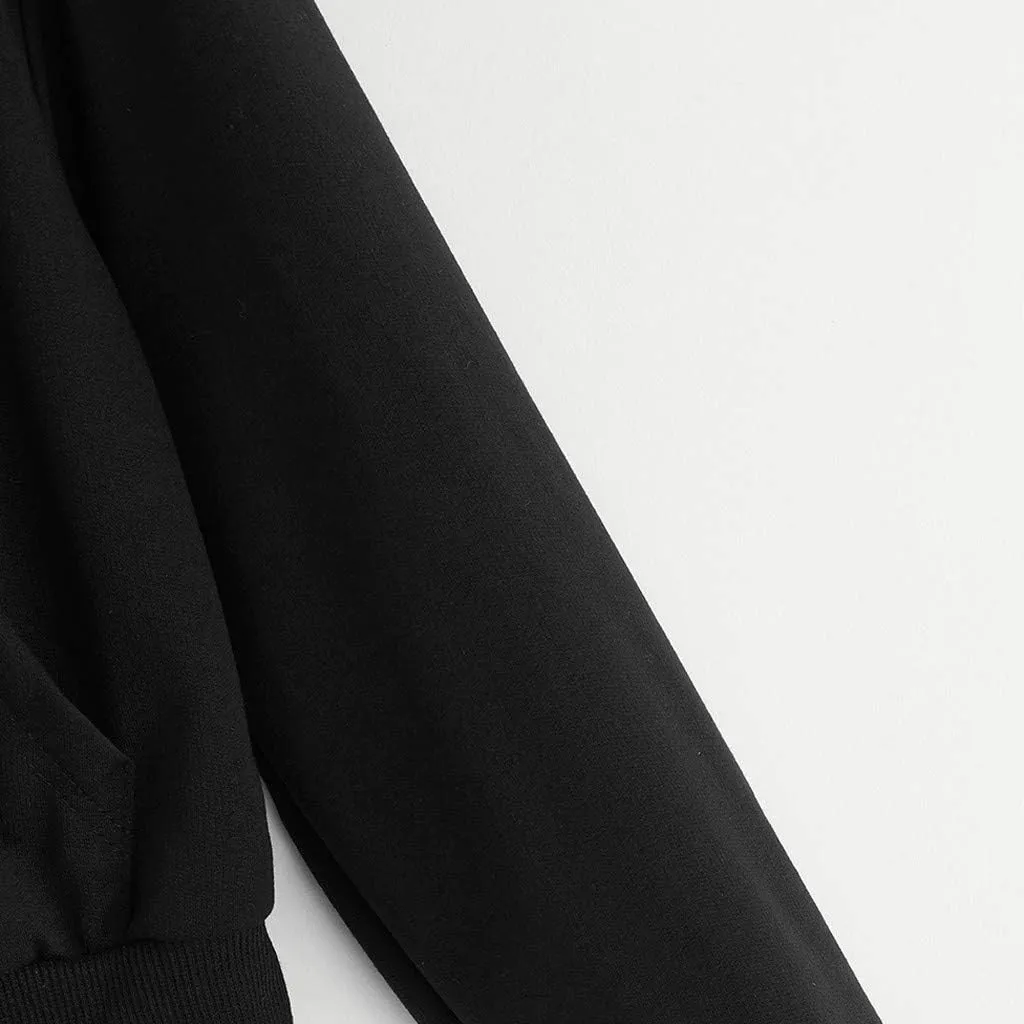 Women's Cropped Hoodie Long Sleeve Plain Lightweight Zip Up Hooded Sweatshirts Outwear Teens Tops with Pockets