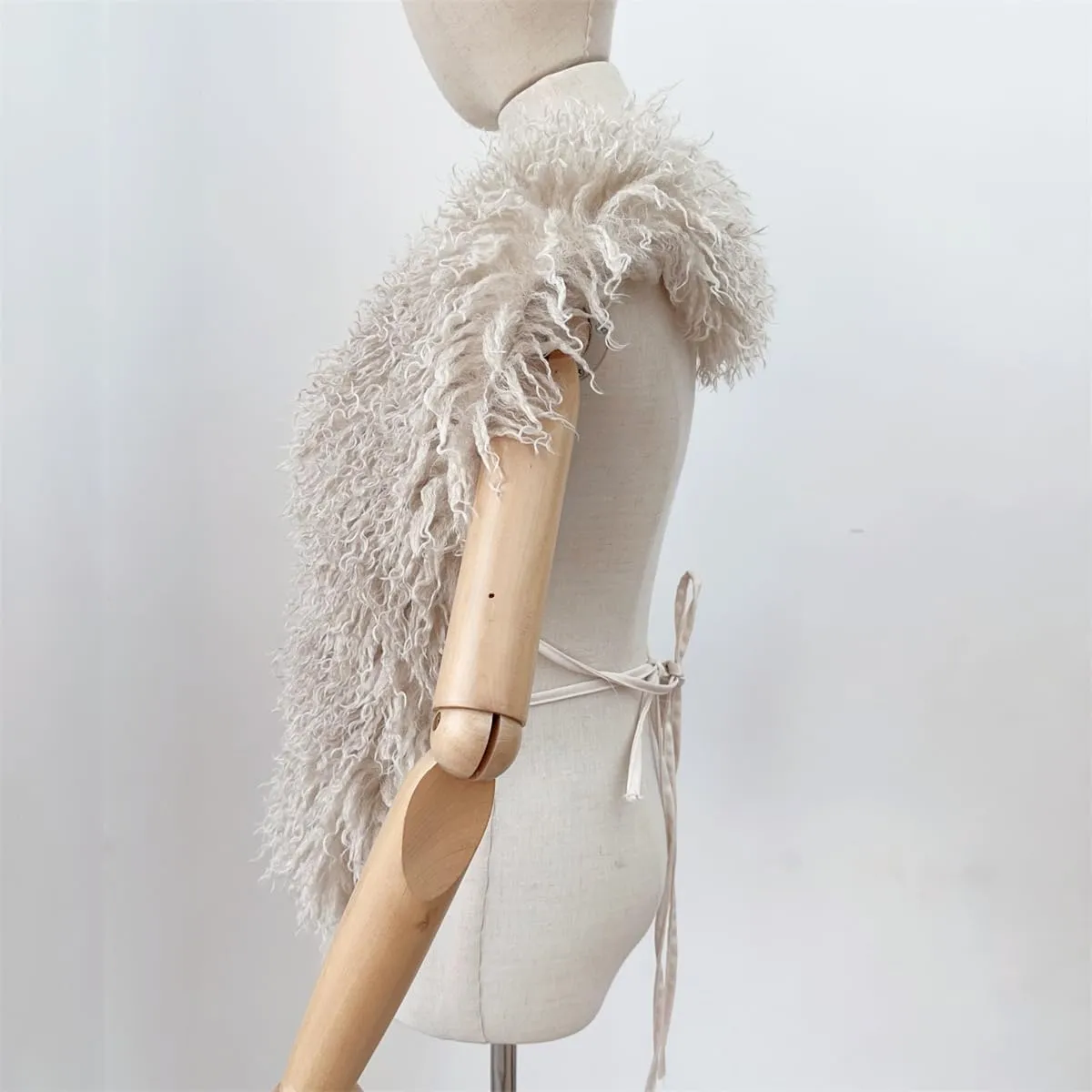 Women's Faux Fur Vest Tie Backless Halter Sleeveless Fuzzy Tank Top Back Tie Lace Up Shaggy Waistcoat