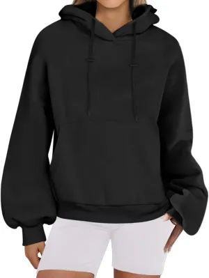 Women's Oversized Hoodies Lantern Sleeve Fleece Sweatshirts Fall Loose Pullover Teen Girls Preppy Top Clothes