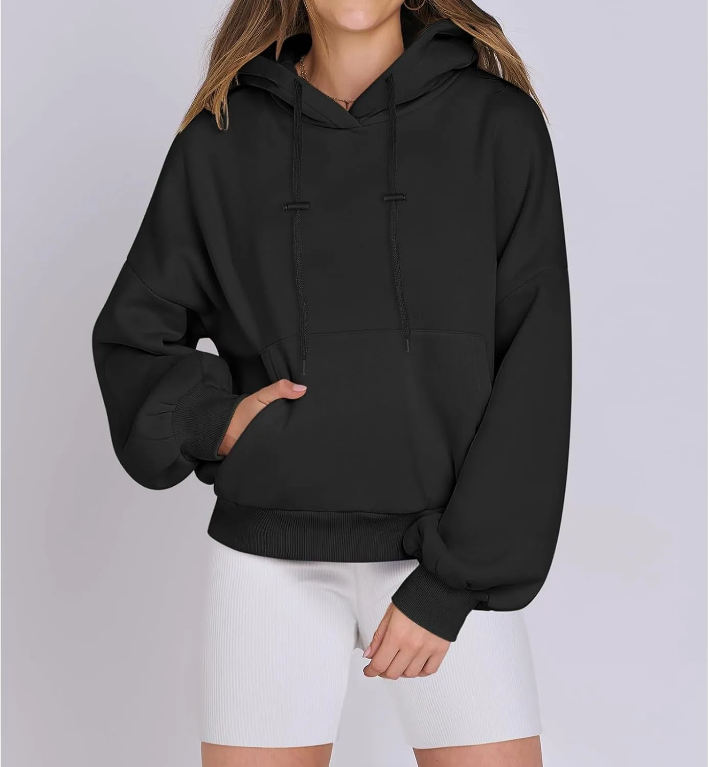 Women's Oversized Hoodies Lantern Sleeve Fleece Sweatshirts Fall Loose Pullover Teen Girls Preppy Top Clothes