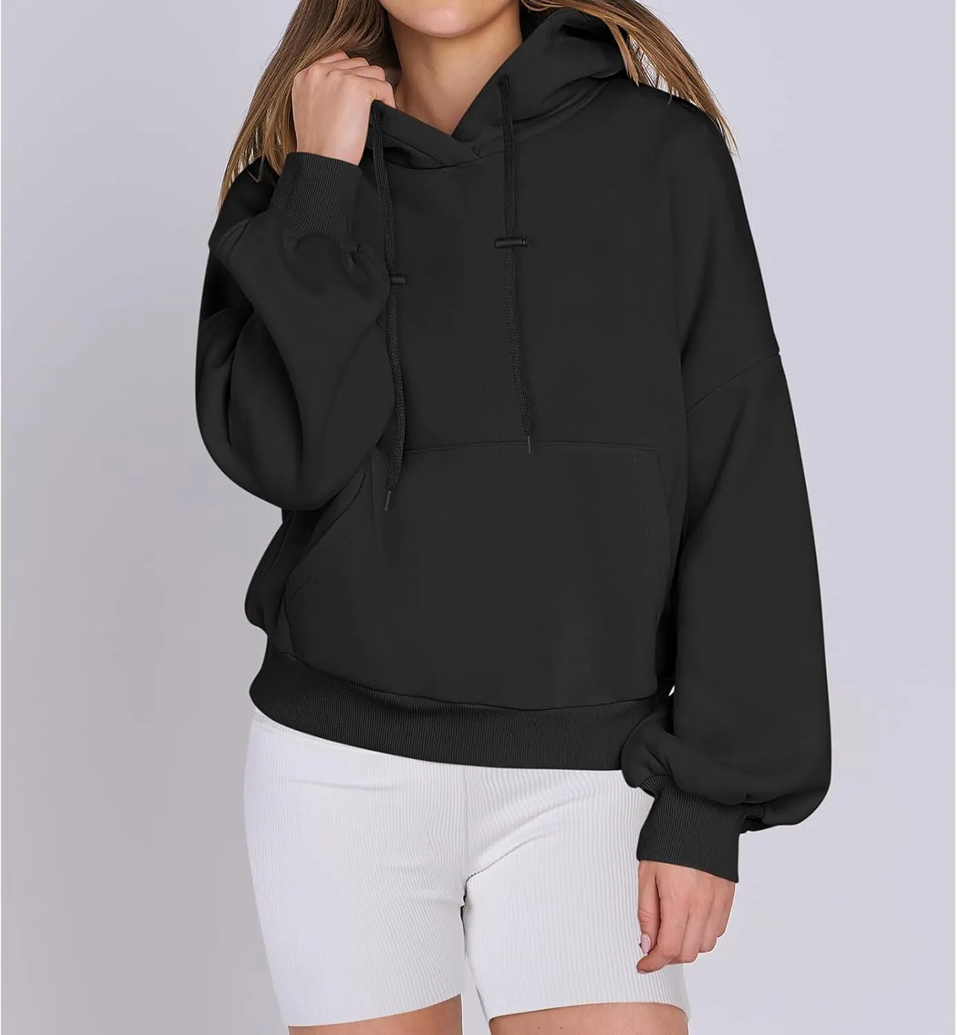 Women's Oversized Hoodies Lantern Sleeve Fleece Sweatshirts Fall Loose Pullover Teen Girls Preppy Top Clothes