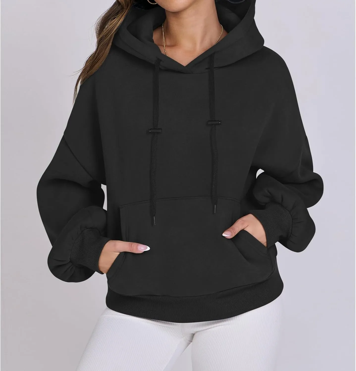 Women's Oversized Hoodies Lantern Sleeve Fleece Sweatshirts Fall Loose Pullover Teen Girls Preppy Top Clothes