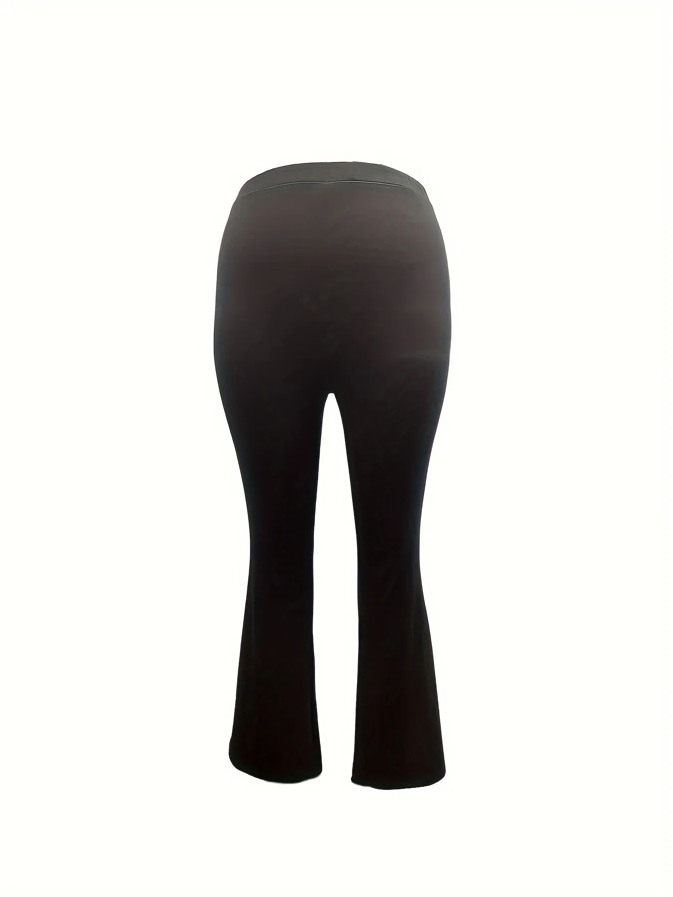 Women's Plus Solid High Rise High Stretch Flared Leg Trousers - Effortless Elegance for Every Occasion