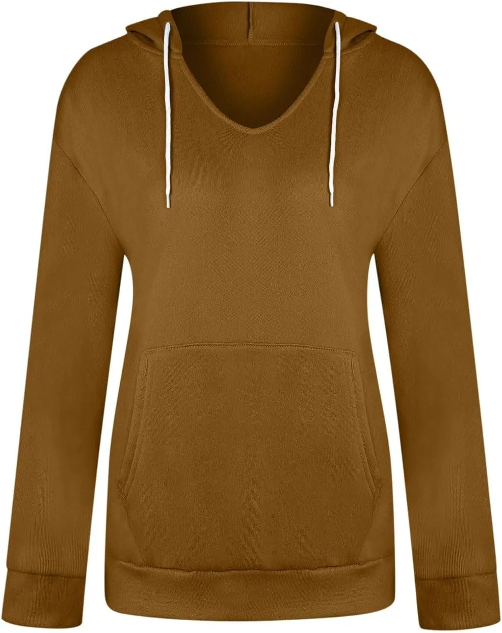 Womens V Neck Hoodie Tops 2025 Fall Casual Long Sleeve Pullover Solid Color Oversized Sweatshirt with Pocket