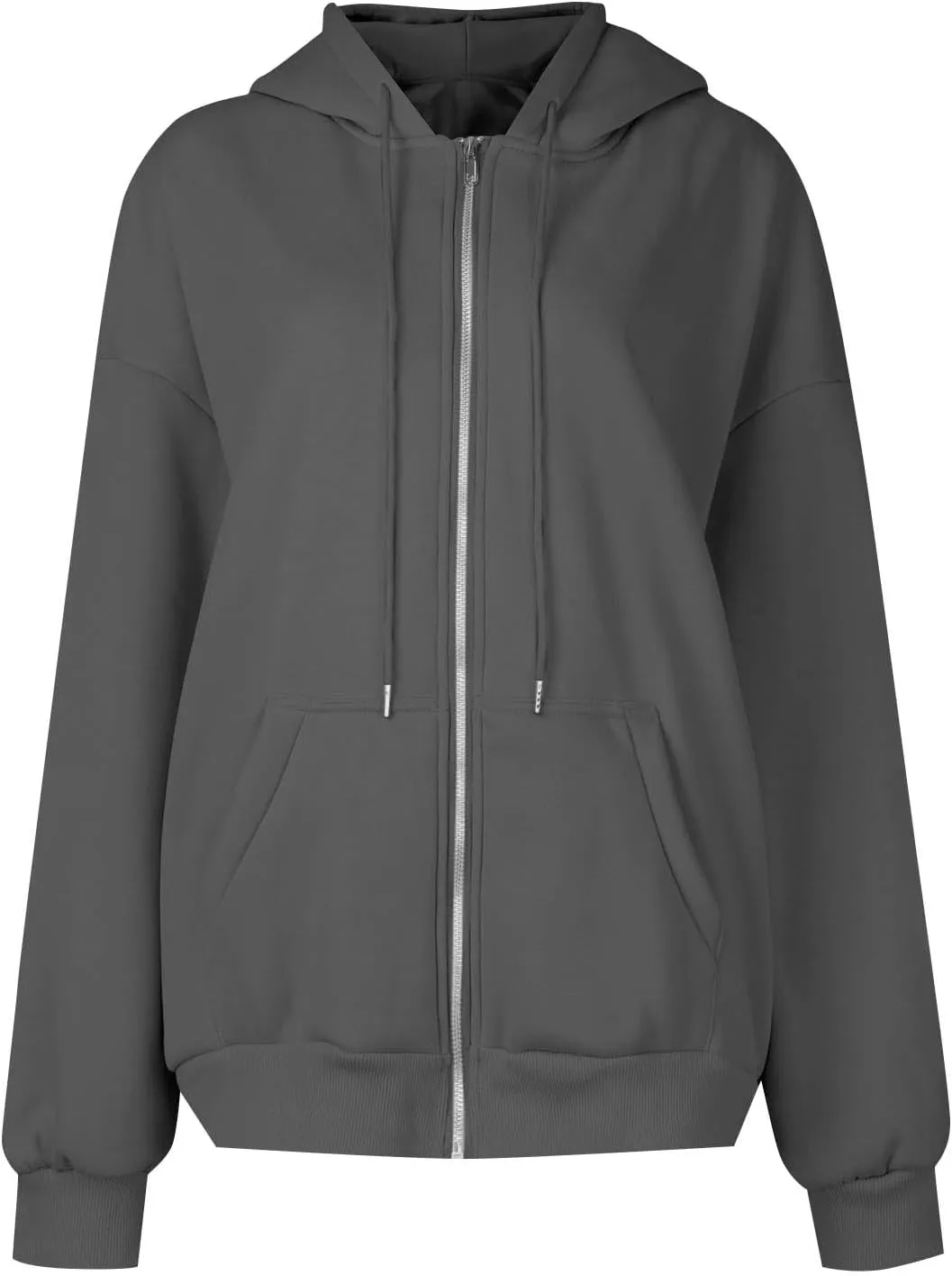 Womens Zip Up Hoodies Oversized Long Sleeve Sweatshirts Casual Y2K Hoodie 2024 Fall Jacket with Pockets