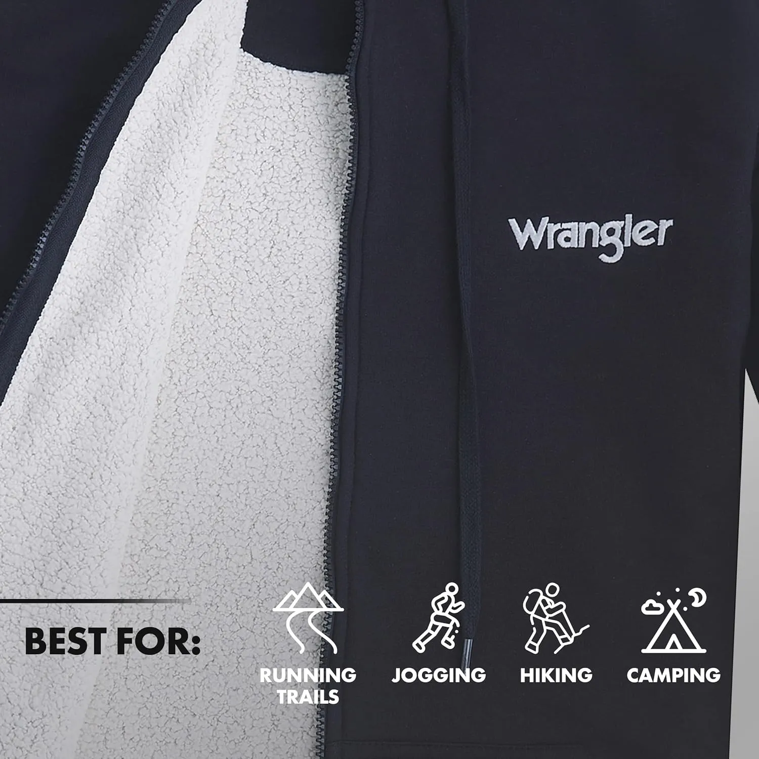 Wrangler Hoodies for Men Big and Tall - Sherpa Lined Zip Up Sweatshirt