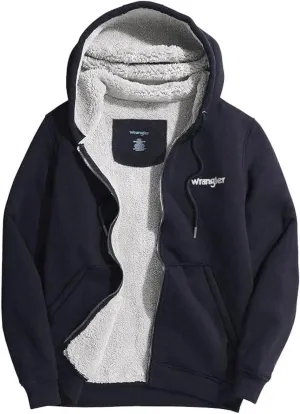 Wrangler Hoodies for Men Big and Tall - Sherpa Lined Zip Up Sweatshirt