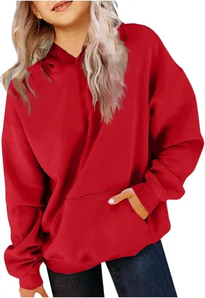 YRAETENM Hoodies for Teen Girls Oversized Long Sleeve Pullover Tops Cute Gradient Sweatshirts Preppy Clothes with Pockets