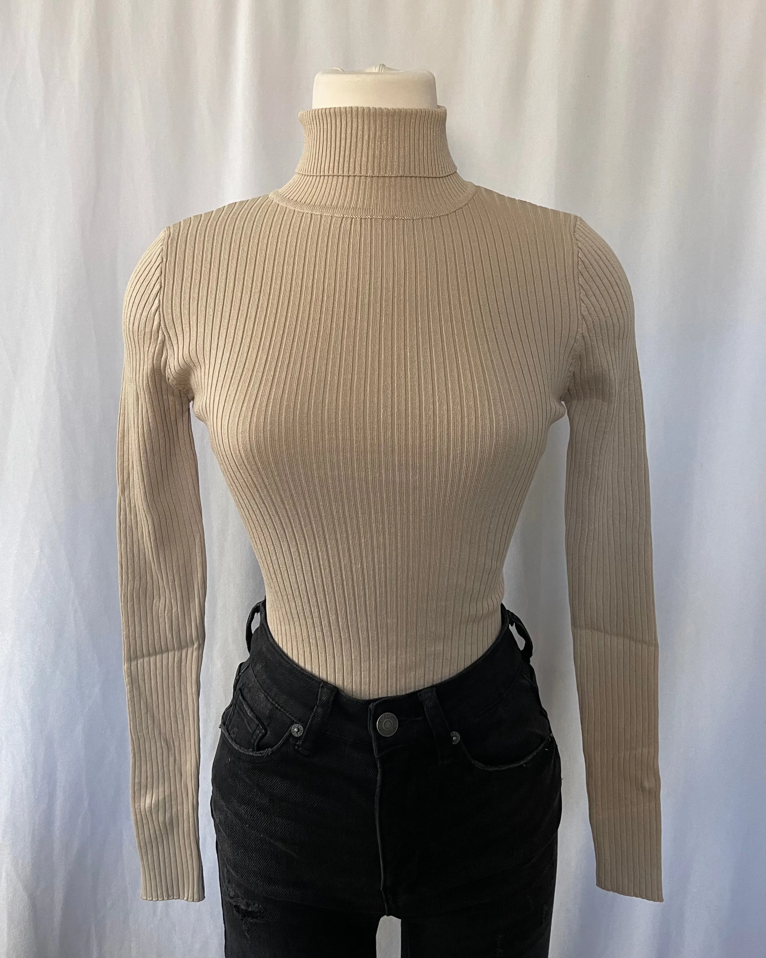 Zahra Turtle Neck Bodysuit (Stone)