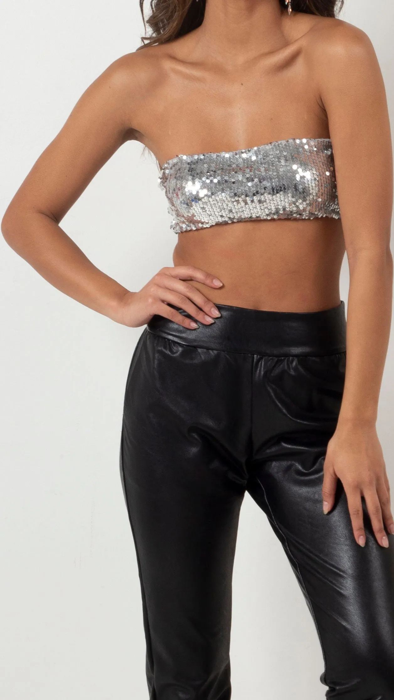 Zaza Sequin Tube Top - Silver